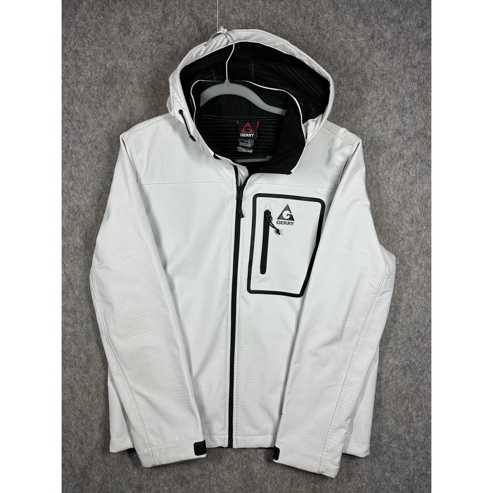 Gerry Softshell Jacket Mens Large Hooded Full Zip Gray Outdoor‎ 1791630